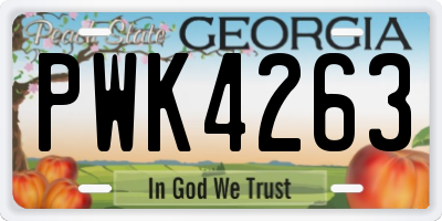 GA license plate PWK4263