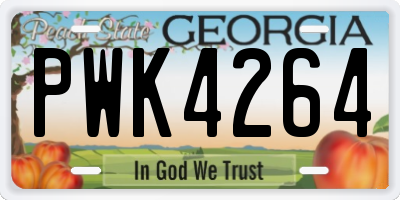 GA license plate PWK4264