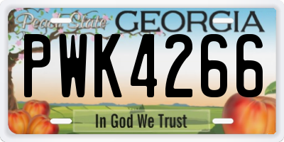 GA license plate PWK4266