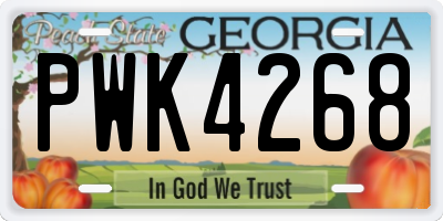 GA license plate PWK4268
