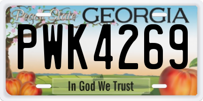 GA license plate PWK4269