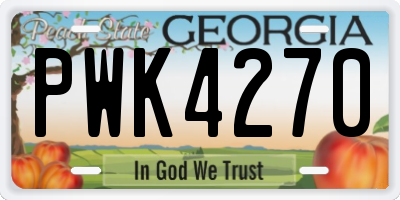 GA license plate PWK4270