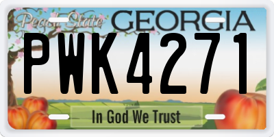 GA license plate PWK4271