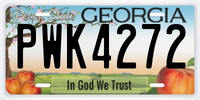 GA license plate PWK4272