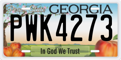 GA license plate PWK4273