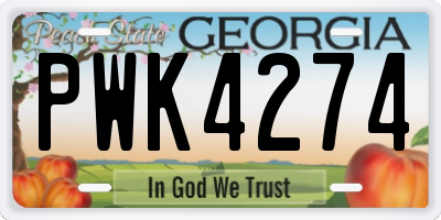 GA license plate PWK4274