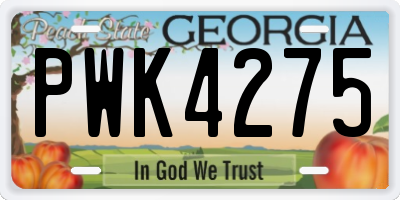GA license plate PWK4275