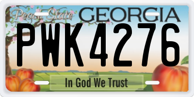 GA license plate PWK4276