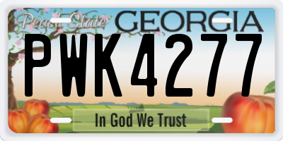 GA license plate PWK4277