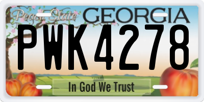 GA license plate PWK4278