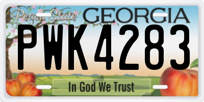 GA license plate PWK4283