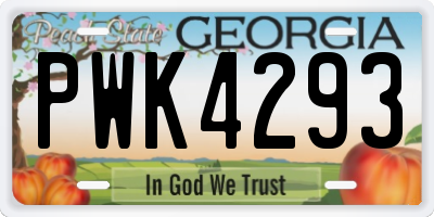 GA license plate PWK4293