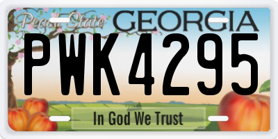 GA license plate PWK4295