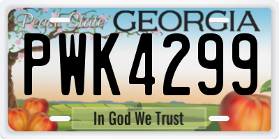 GA license plate PWK4299
