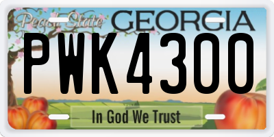 GA license plate PWK4300