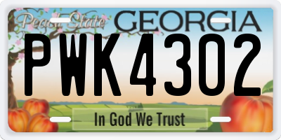 GA license plate PWK4302