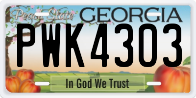 GA license plate PWK4303