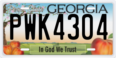 GA license plate PWK4304