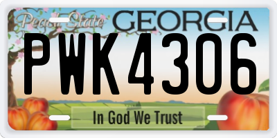 GA license plate PWK4306