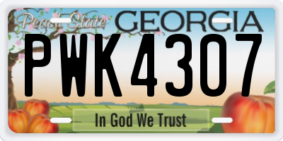 GA license plate PWK4307