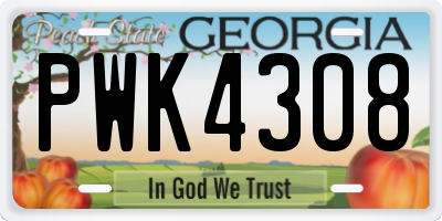 GA license plate PWK4308