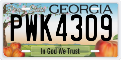 GA license plate PWK4309