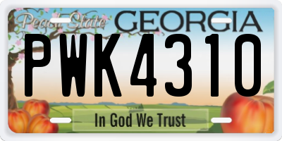 GA license plate PWK4310
