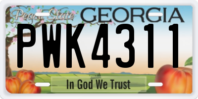 GA license plate PWK4311
