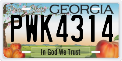 GA license plate PWK4314
