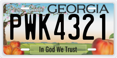 GA license plate PWK4321