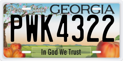 GA license plate PWK4322