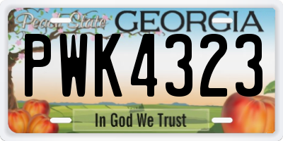 GA license plate PWK4323