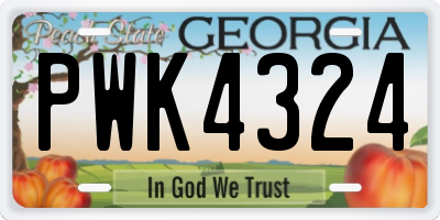 GA license plate PWK4324