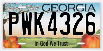 GA license plate PWK4326