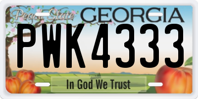 GA license plate PWK4333