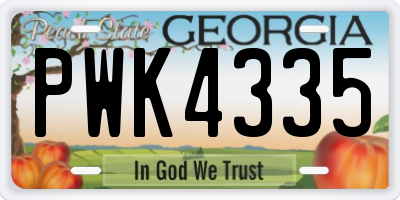 GA license plate PWK4335