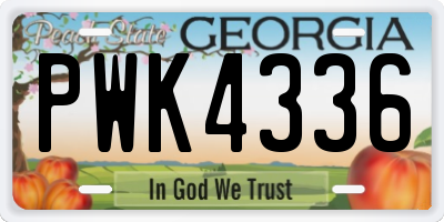 GA license plate PWK4336