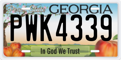 GA license plate PWK4339