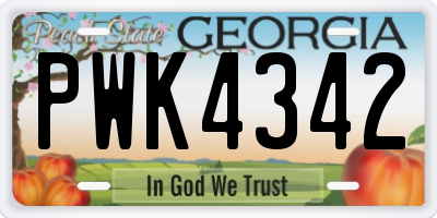 GA license plate PWK4342