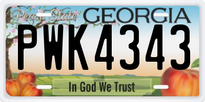 GA license plate PWK4343