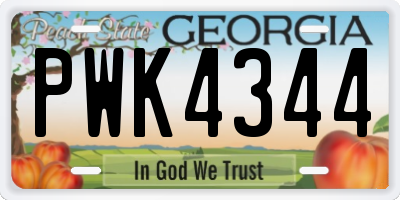 GA license plate PWK4344