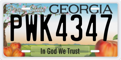 GA license plate PWK4347