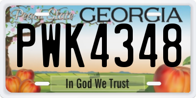 GA license plate PWK4348