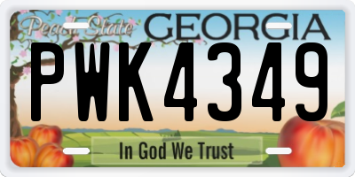 GA license plate PWK4349