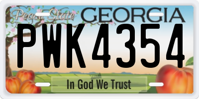 GA license plate PWK4354