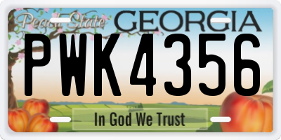 GA license plate PWK4356