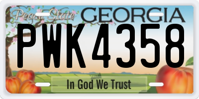 GA license plate PWK4358