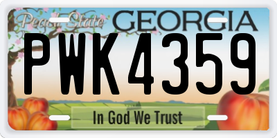 GA license plate PWK4359