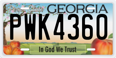 GA license plate PWK4360