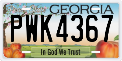 GA license plate PWK4367